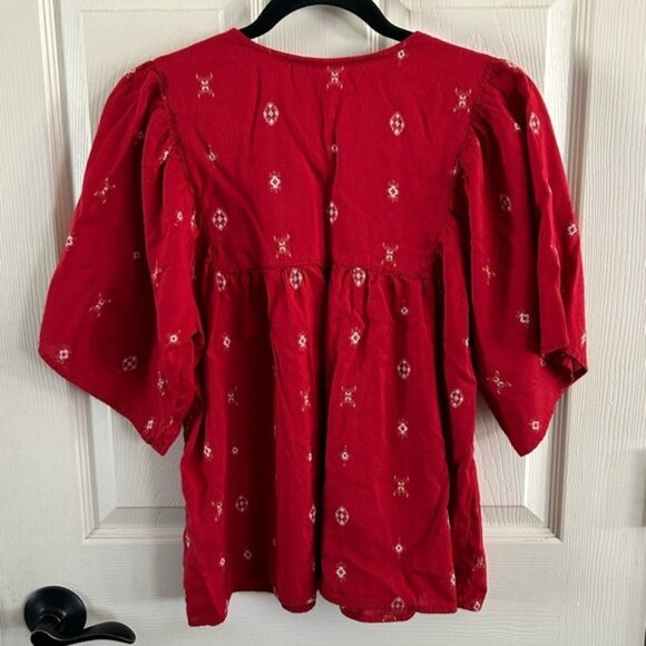 Ariat Red Western Boho Lightweight Bohemian Shirt Blouse Sz Medium - Picture 7 of 16